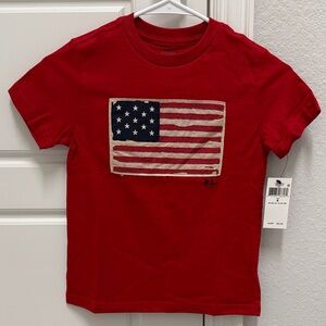 NWT Ralph Lauren Patriotic Red Kids' T-Shirt with Flag Design